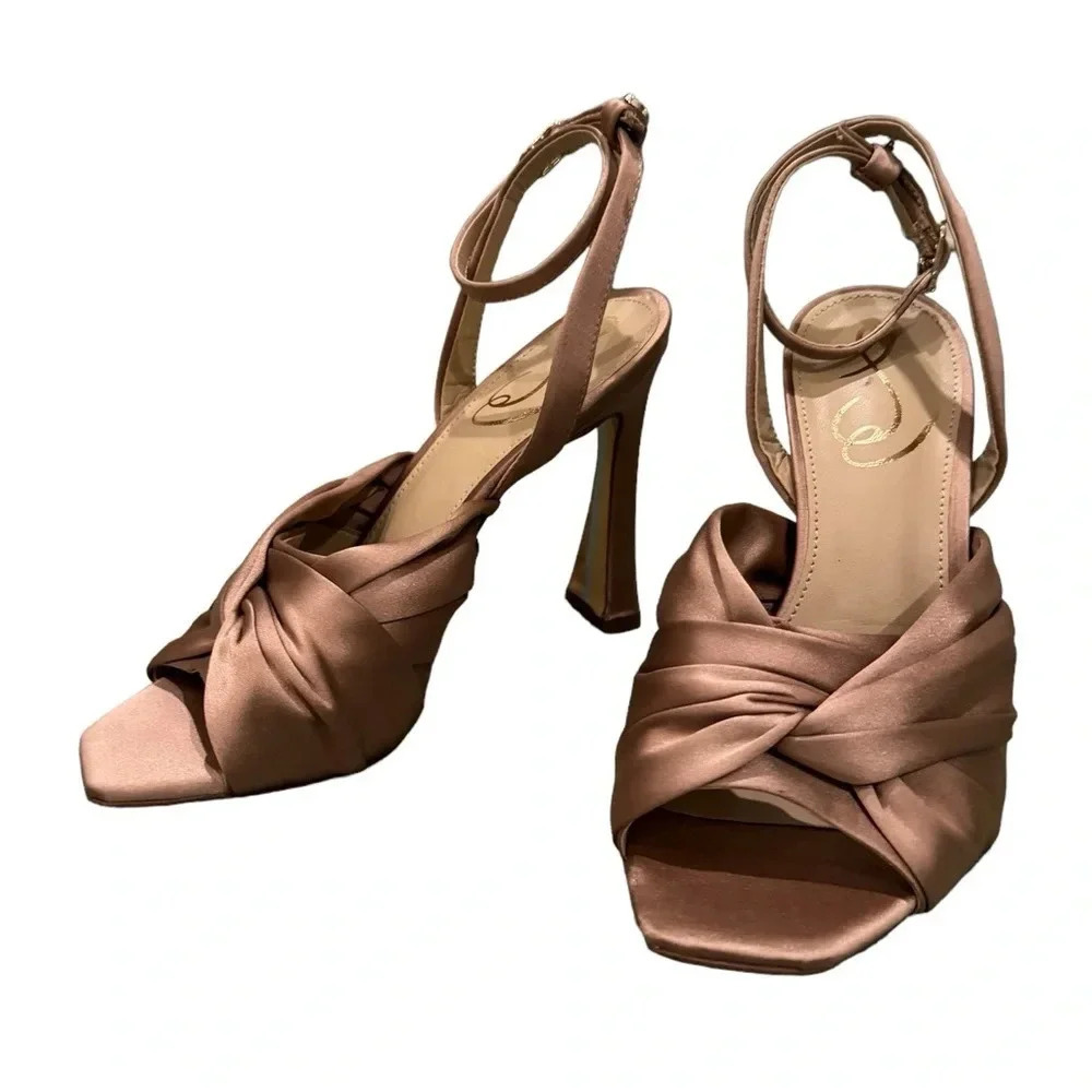 👠✨ SAM EDELMAN Satin Twist Heels Sz 5.5 🌸 Ankle Strap Dress‎ Sandals ✨👠
